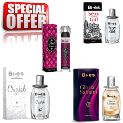 Bi-Es - zestaw promocyjny MIX - Crystal, Gloria Sabiani, Pink Boudoir, Sexy Girl 4x15 ml